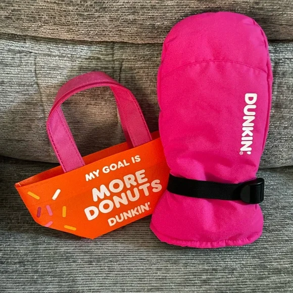 Dunkin’ 🍩 Mini Tote Bag AND Pink Left Winter Mitten! NEW! - Picture 5 of 8